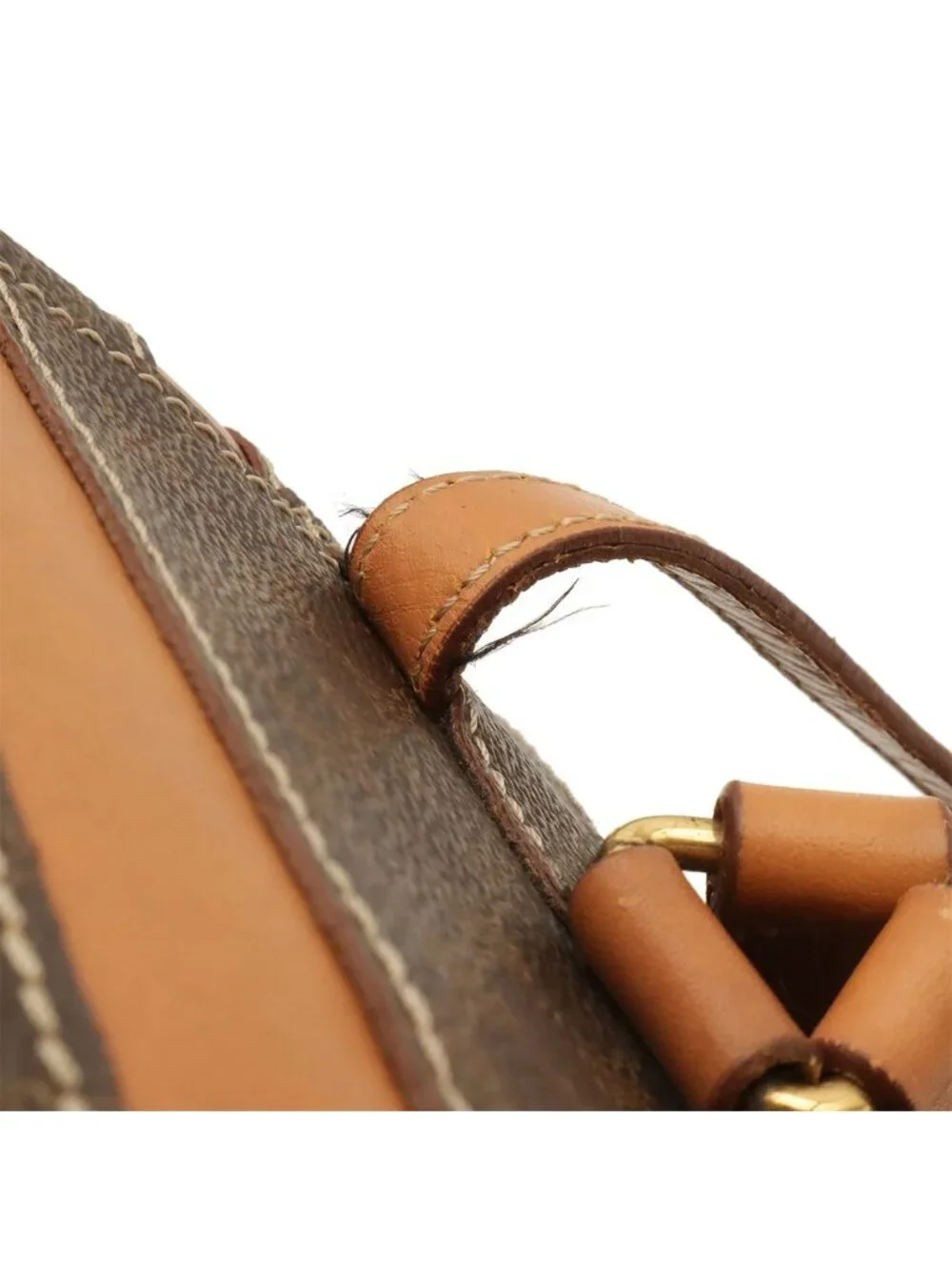 Celine Macadam Backpack Leather Beige Dark Brown Gold
